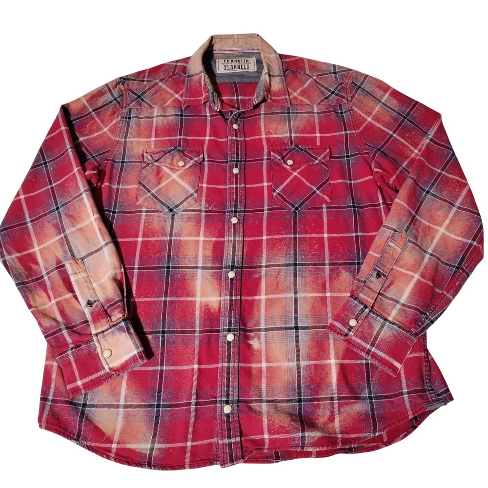Franklin Flannels Upcycled Western Snap Plaid Shirt Red Sz M? (See Measurements)